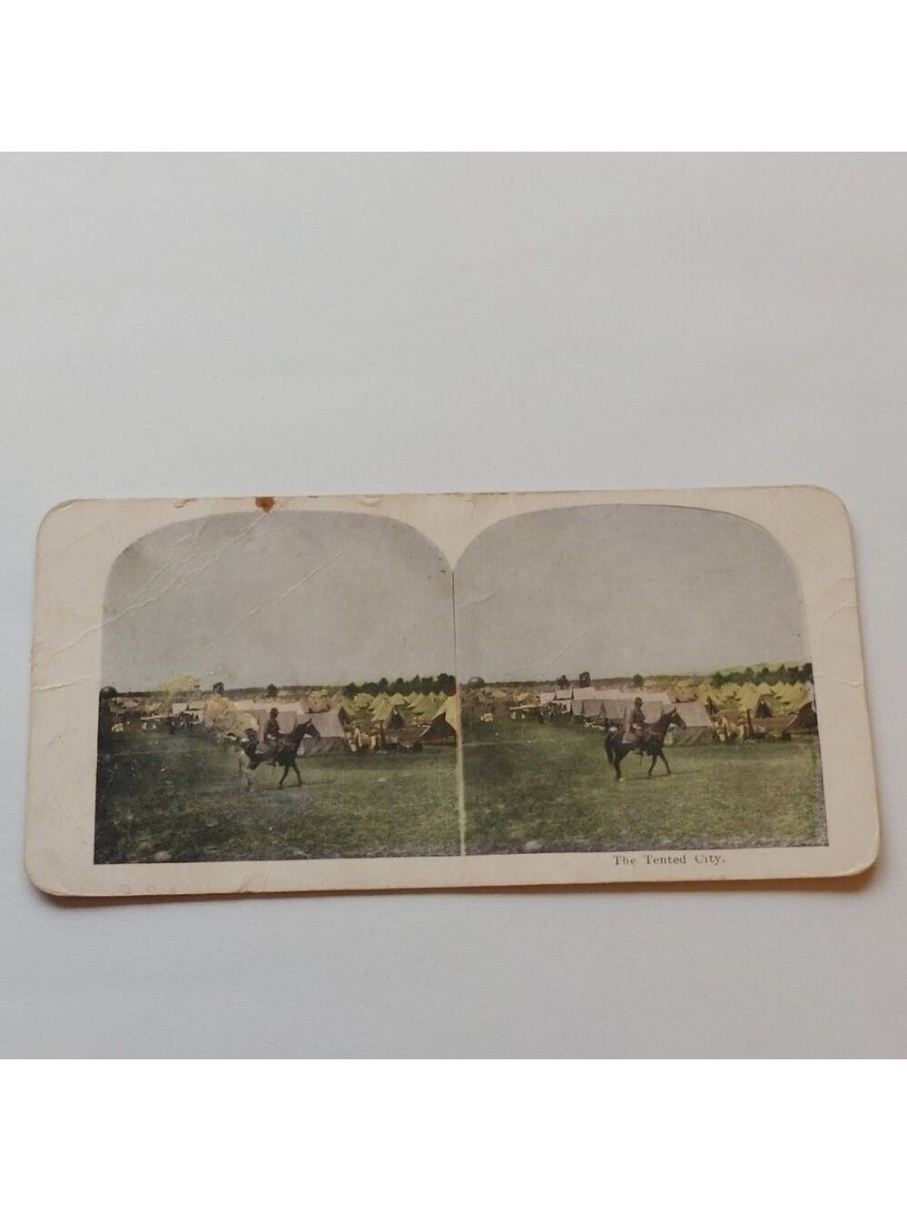 Antique Stereograph Card "The Tented City" Military Memorabilia
